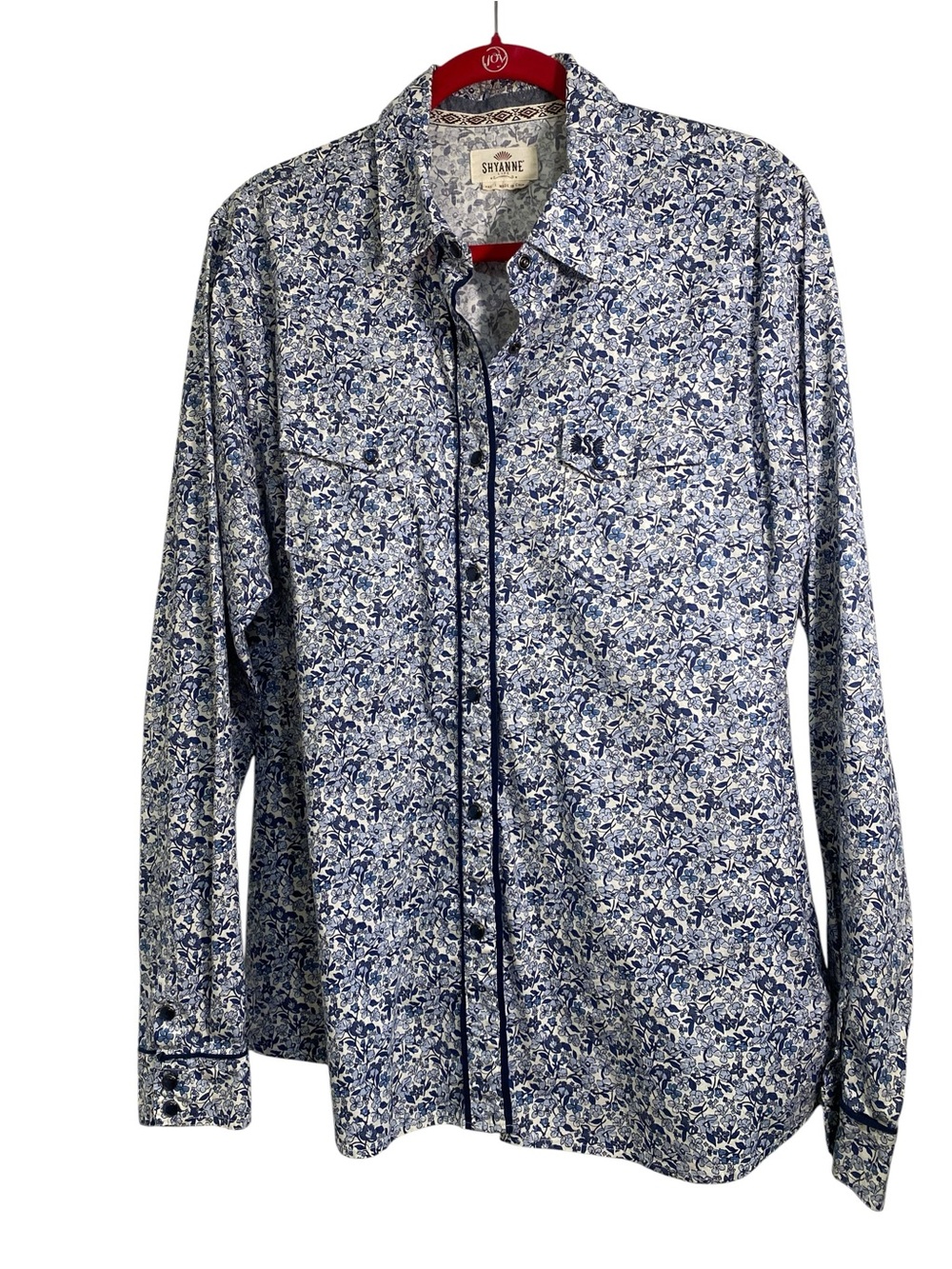 Shyanne Blue Floral Western Pearl Snap Shirt - Picture 1 of 7